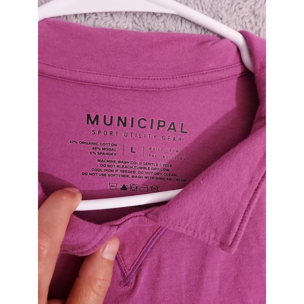 Municipal Sport Utility Gear Polo Shirt Mens Large Performance Stretch Purple L - Picture 3 of 9